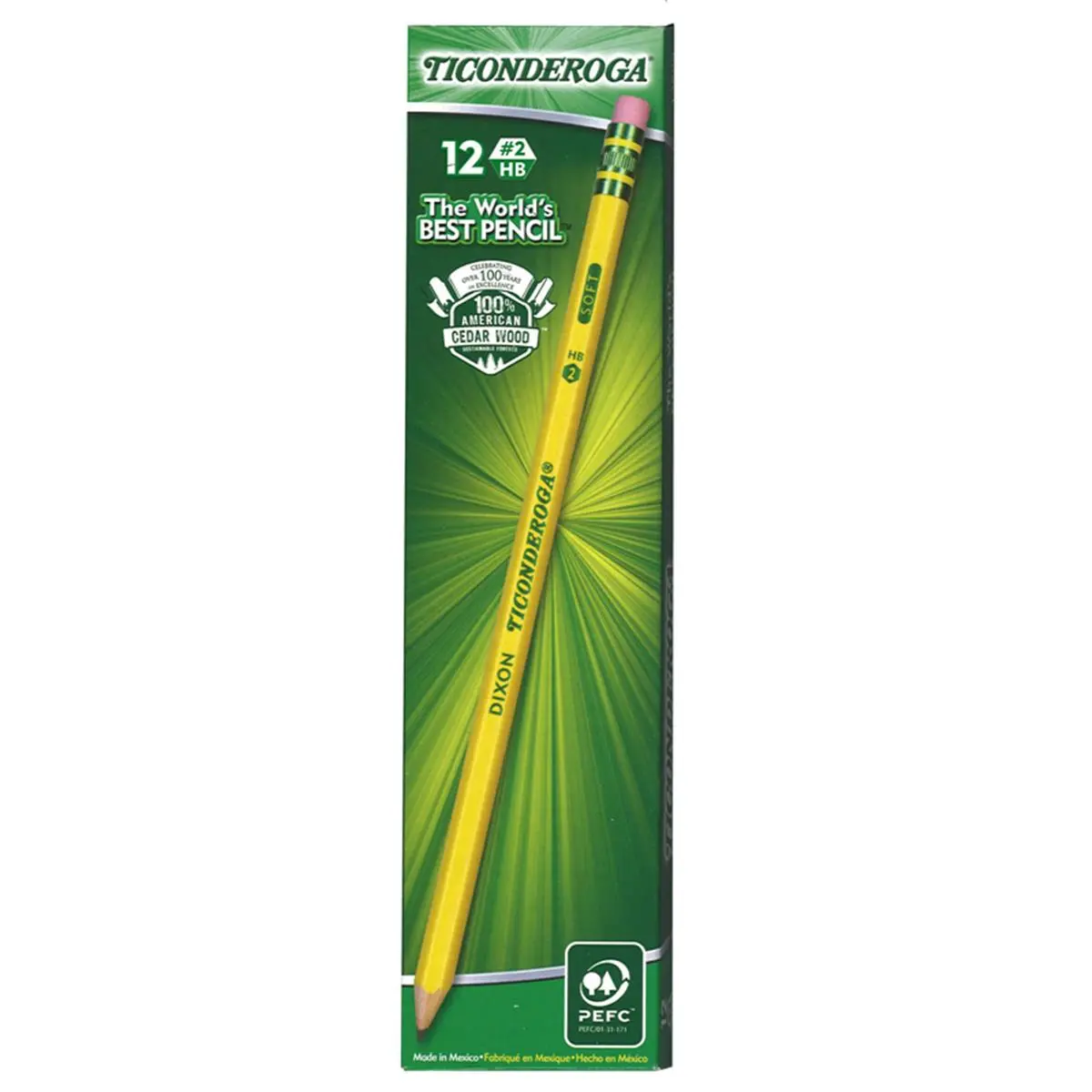 Dixon Ticonderoga No. 2 Pre-Sharpened Graphite Core Pencils, 3 Dozen, 212 MAIN Office Stationery & Writing Supplies, Eraser Pencil