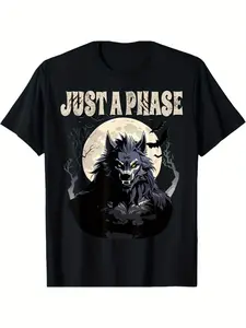 Werewolf Just A Phase Warewolf Lycan Halloween Full Moon Men T-Shirt