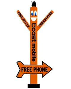 20Ft Boost Mobile Inflatable Tube Man with Arrow – Double-Sided “Free Phone” Air Dancer for Wireless Store Promotions (Blower Not Included)