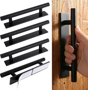 4 Piece Self-Adhesive Cabinet Handles, Easy Peel & Stick Abs Plastic Door Pulls, Wardrobe and Furniture Drawer Handles, Kitchen Accessories, Easy Peel And Paste, Bonded Handles,Black
