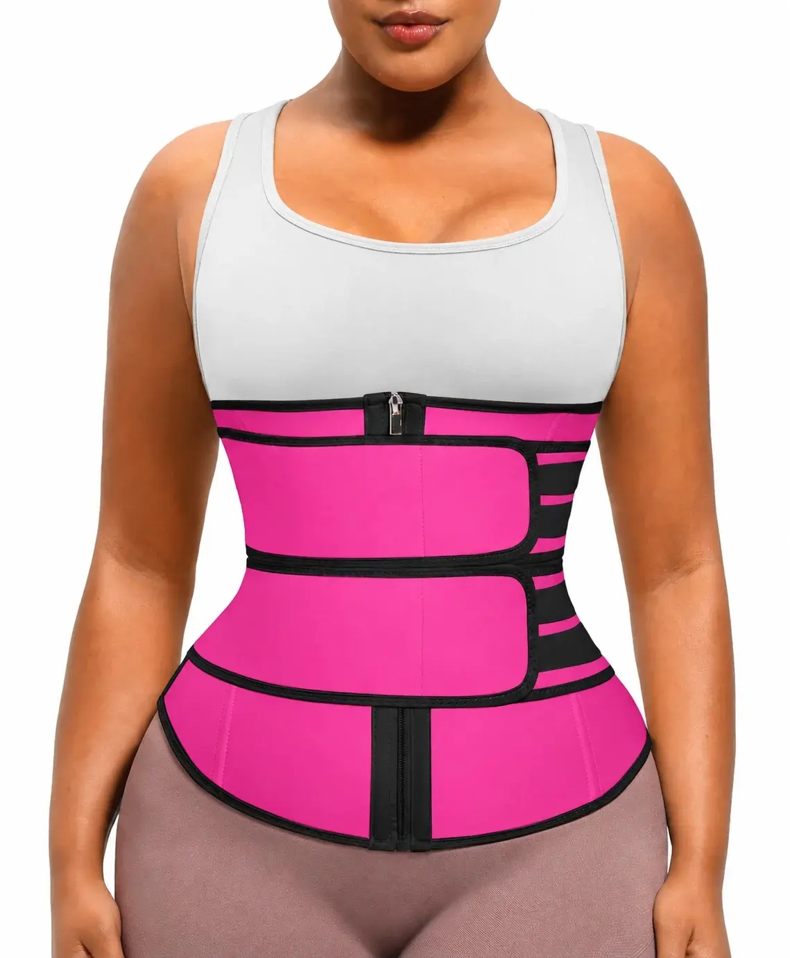 Women’s Waist Trainer Corset Belt for Weight Loss – Neoprene Sweat Waist Trimmer with Zipper & Adjustable Compression Body Shaper