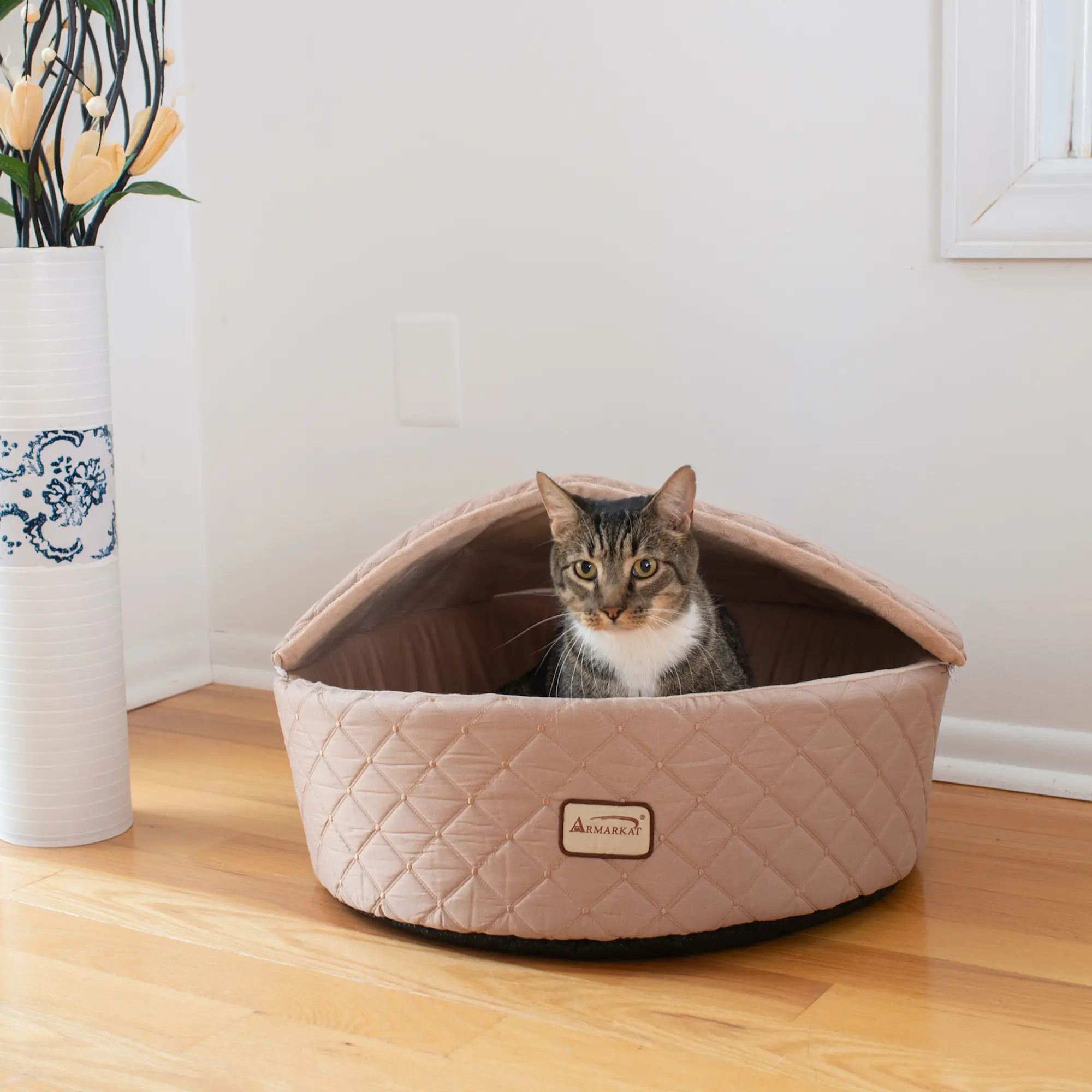 C33HFS-FS-M Armarkat Cat Bed, Medium, Light Apricot C33HFS-FS-M