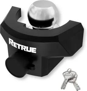 RETRUE Heavy Duty Trailer Lock for 2 5/16" Ball Coupler with Flange, Anti-Theft and Top Tier Security, Black