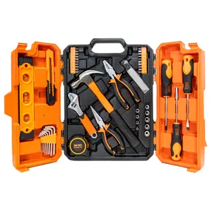 58 Piece Tool Set, Socket Wrench Set Auto Repair Tool Kit, General Household Hand Tools for DIY and Quick Repairs, Home Maintenance, Car Mechanics, with Plastic Toolbox Storage Case, Portable Complete Repair Tool Box