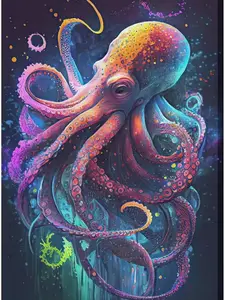 Octopus Canvas Wall Art Ocean Sea Life Painting Pictures Wall Decor Nautical Marine Life Framed Artwork For Office Bathroom Bedroom Living Room Artistic Ornaments Print Decoration Poster