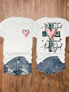 Autumn Special, Women's Round Neck Printed T-shirt, Suitable for Holidays, Travel, Beach Parties, Family Gatherings, Gifts, Participating in, Etc.! Local Warehouse, 100%