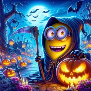 5D DIY Full Crystal Round Diamond Painting - Diamond Art Kit Minion, Pumpkin Lantern, Graveyard Mosaic, Canvas - DIY Decoration Painting, Home Wall Decor, Perfect for Halloween, Christmas, Independence Day, Birthday, and Anniversary Gifts.