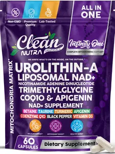 Urolithin A 250mg + NAD+ CoQ10 TMG Apigenin – Healthy Aging Cellular Energy Mitochondria Supplement – NAD Supplement – 60 Capsules – Clean Nutra Infinity One