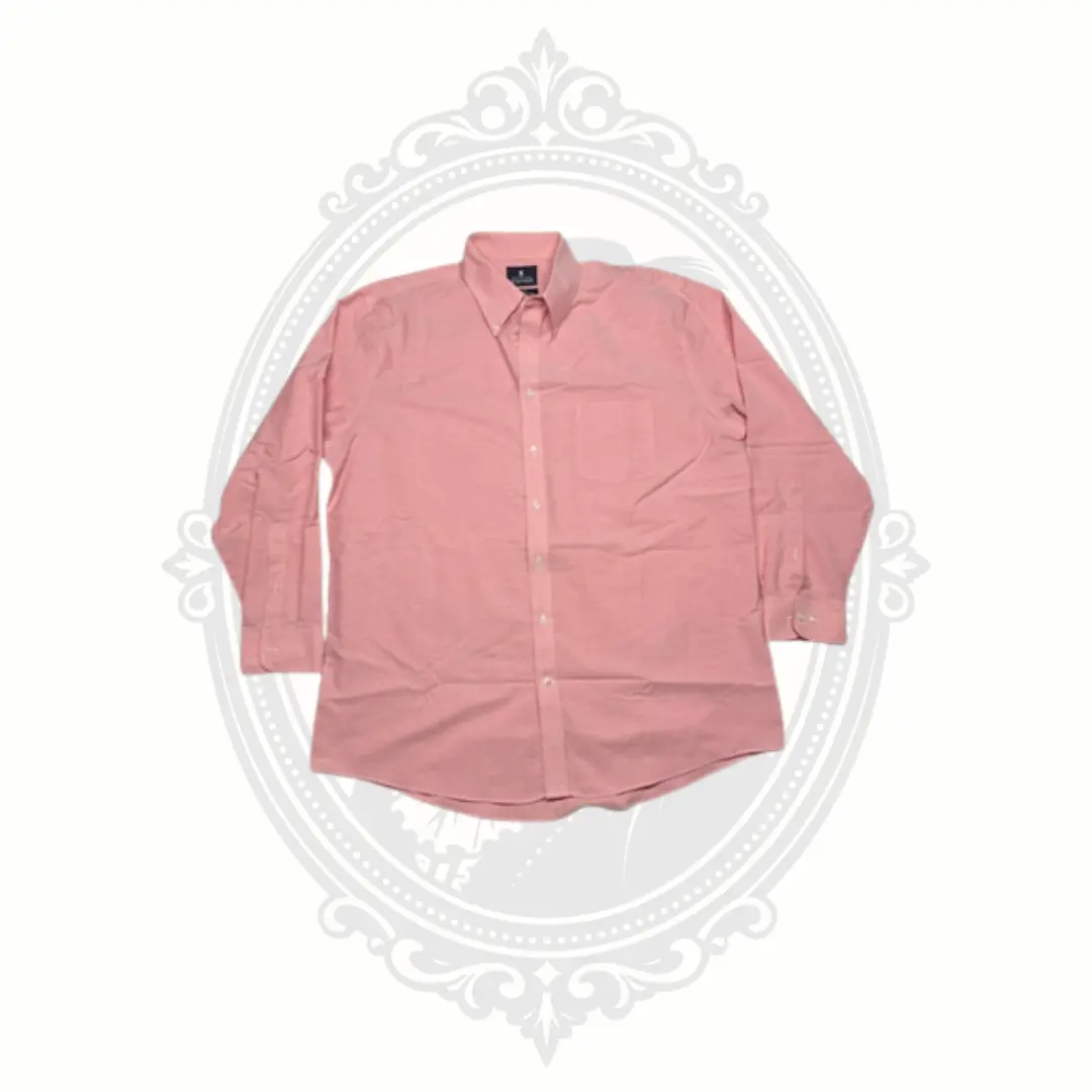 Stafford Travel Wrinkle-Free Oxford Dress Shirt Men's 17.5 34/35 Salmon Regular Fit