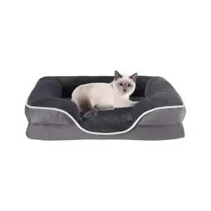Orthopedic Dog Bed, Memory Foam Pet Bed for Small Dogs & Cats with Washable Removable Cover Non-Slip Base Waterproof Liner Egg Crate Foam for Improved Sleep, Grey