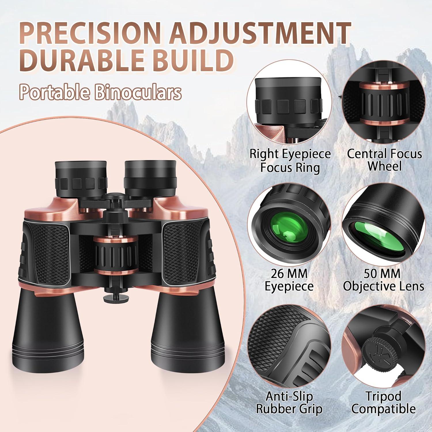 22x50 Binoculars for Adults with High Magnification for Bird Watching Travel & Sports Events Carrying Bag Included