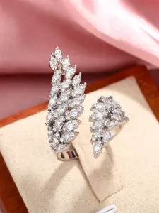 1 PC Fashion Cubic Zirconia Leaf Ring For Women For Wedding Engagement Anniversary Party Jewelry Valentine's Day Gift Elegant Engagement Ring
