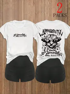 Women's Cow Print Short Sleeve Crop Tee & Skinny Shorts Two-Piece Set, Casual Fashion Round Neck T-shirt & Shorts for Daily Outdoor Wear, Ladies Outfits for Summer, Womenswear, Clothes, Clothing Set