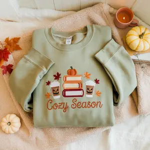 Cozy Season Embroidered Sweatshirt, Cozy Season Sweatshirt, Autumn Sweatshirts, Sweatshirts for Her, Fall Sweatshirt, Cozy Autumn Shirt