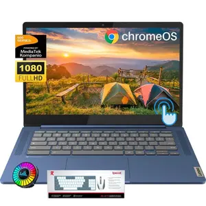 Lenovo 2026 Slim 3 14" FHD Touchscreen Chromebook | 8-Core MediaTek 520, Up to 16GB RAM, 64GB eMMC+128GB Micro SD, 13.5H Battery, WiFi 6, Chrome OS, Student Business Laptop with Bundle Accessory