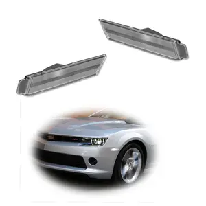 2PCS Clean Lens Front Side Marker lamps Turn Light Housings For 2010 2011 2012 2013 2014 2015 Chevy Camaro, Replace OEM  92246244 92246245 92246252 92246253 GM2551197