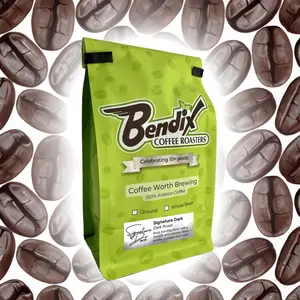 Signature Dark - Roasted Coffee 12oz Bag 100% Arabica Bold Rich Smoky Flavor Smooth Finish Perfect for Coffee Enthusiasts Bendix Coffee Roasters