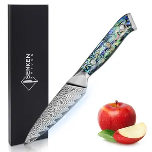 Damascus Steel Paring Kitchen Knife with Real Abalone Shell Handle - 67-layer Japanese VG10 Steel Peeling Kitchen Knife, 3.5" Full-Tang Blade Fruit Kitchen Knife