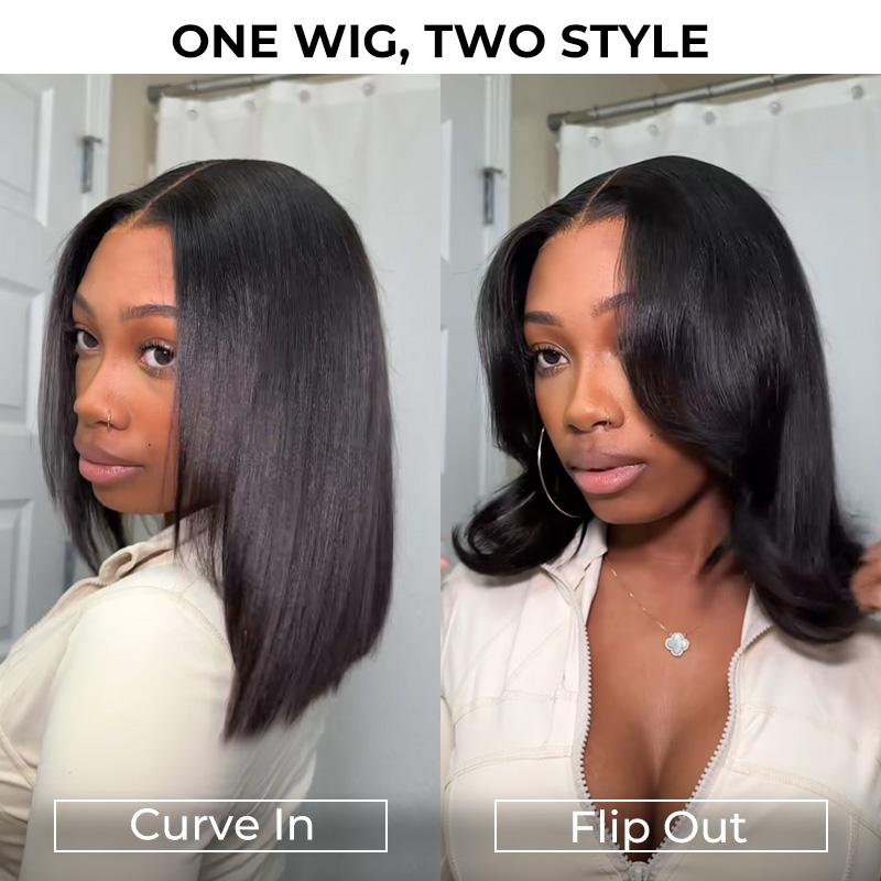 【Hot】ISEE HAIR Wear Go 9x6 Tpart Layered Cut Bob Yaki Straight Wig 180% & 250% Natural Black & Reddish Brown Deep Part Lace Glueless Wig #TikTokShopHolidayHaul