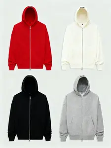 ANANKE Fate Heavyweight Fleece Double Zip Hoodie - Oversized Cotton Menswear Sweatshirt with Double Zip Closure & Drop Shoulder Design Canvas Big