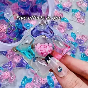 10/80/100/120pcs 5-In-1 Laundry Detergent Beads, All-In-One Wash & Care, Deep Cleaning, Fresh Scent, Low Foam, Easy to Use, Home & Travel