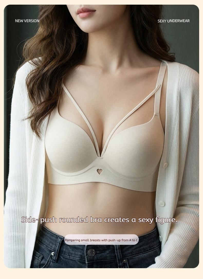 Pinstall Push Up Wireless Bra for Work & Lounge Women Full Coverage Smooth Back Add Two Cup Effect