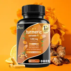 Winyel Premium Turmeric Curcumin 1000mg Supplements - Enhanced Absorption for Heart Brain & Joint Health - 60 Capsules for Daily Wellness