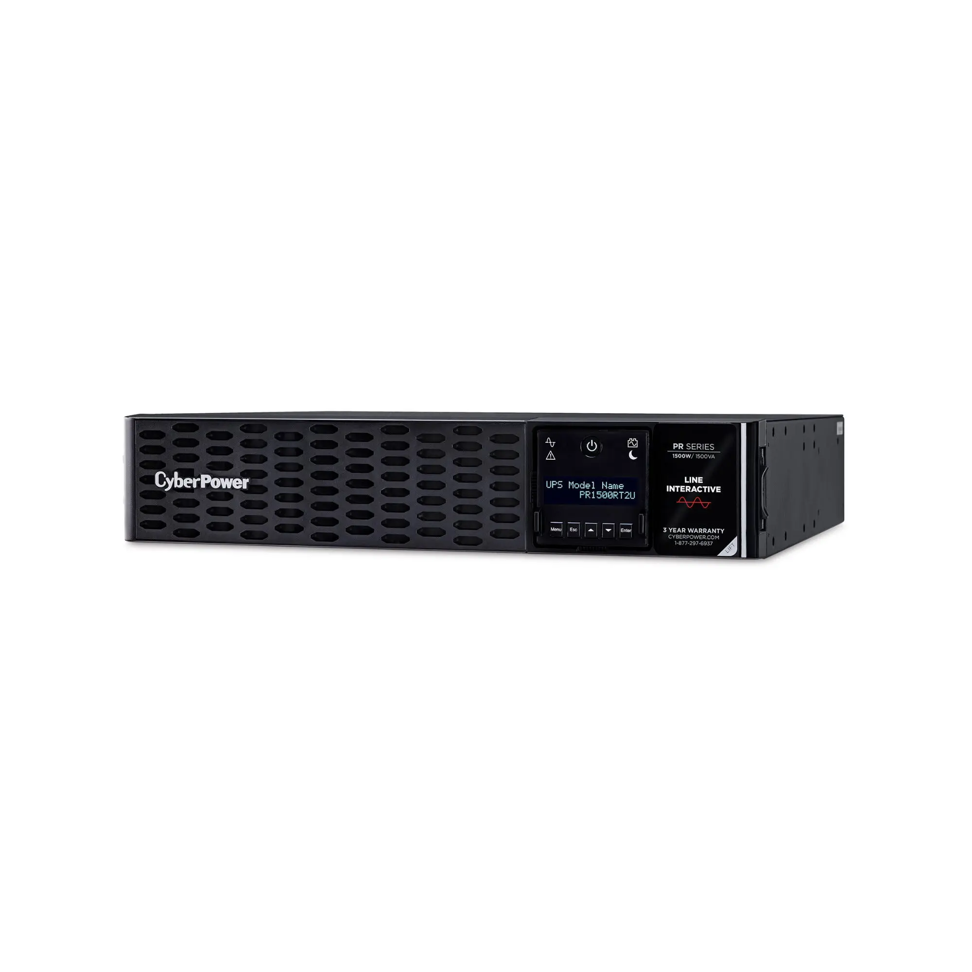 CyberPower PR1500RT2UCN 1500VA-1500W 2U Rack/Tower Convertible Sinewave UPS, RMCARD205 Included, LCD Display, Metal Chassis, Power Backup for Desktop & Laptop Components