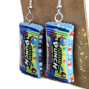 Handcrafted Sour Punch Mini Bites Candy-Inspired Earrings