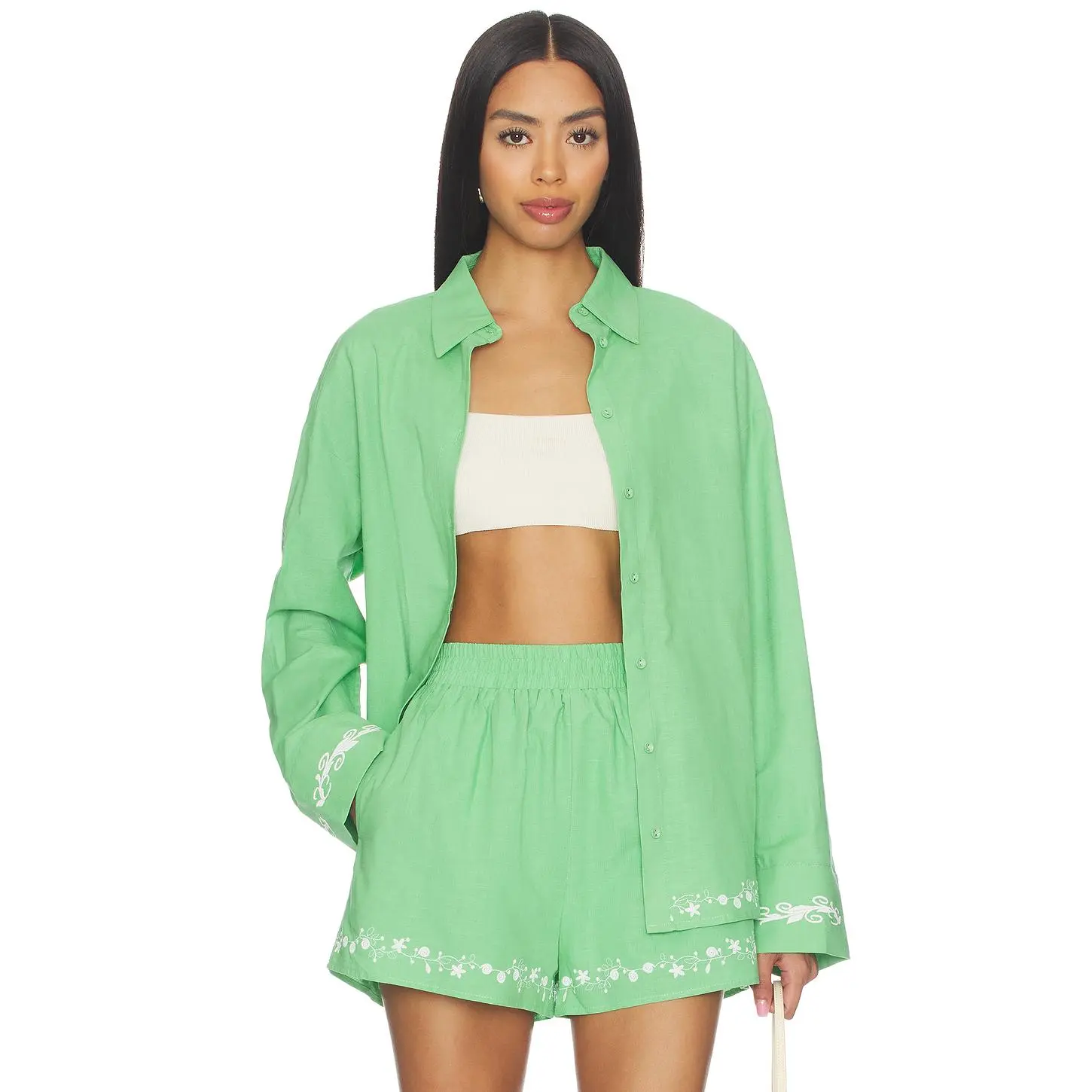 Line & Dot Tippi Embroidered Shirt in Green