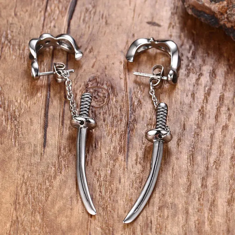 Men's Sword Stud Earrings Men's Earrings