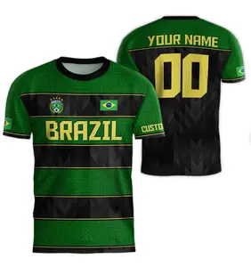 Personalized Brazil Soccer Jersey 2025 Custom 3D All Over Print T-Shirt with Name Customized Brasil Soccer Jersey for Men Brazilian Soccer Players