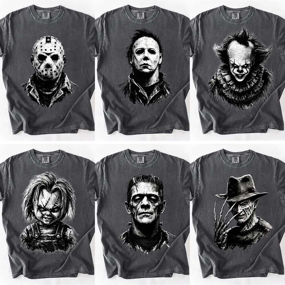 Comfort Colors Vintage Horror Movie Character Shirt, Scary Halloween Characters Shirt, Halloween 2026 Shirt, Halloween Shirt, Masked Killer Clown Monster Horror Shirt, Spooky Halloween T-Shirt, Retro Horror Fan Tee, Halloween Gift for Horror Lovers