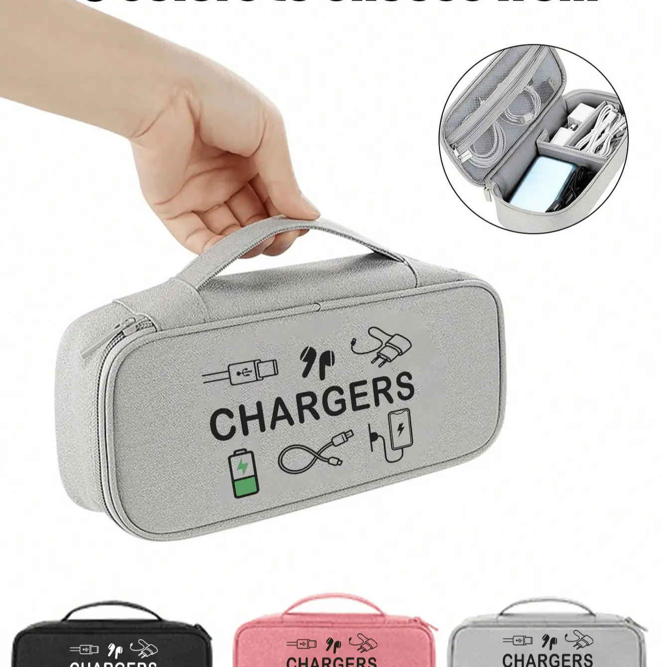 Portable Electronics Travel Bag, Multi-Layer Digital Storage Pouch, Zipper Closure, Ideal for Business Travellers, Students, Tech Lovers