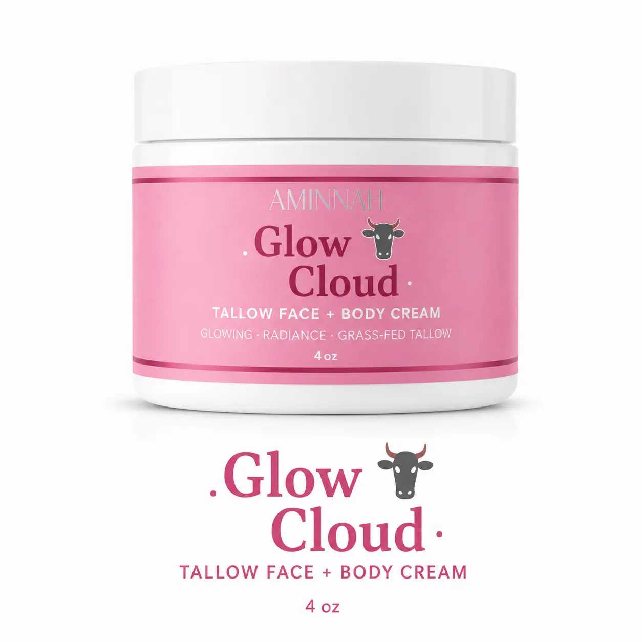 AUC Glow Cloud Beef Tallow Face and Body Moisturizer, Vanilla-Flower Scent, Silky-Smooth Hydration Cream