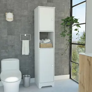 Linen Cabinet Albany, Four Interior Shelves, White Finish