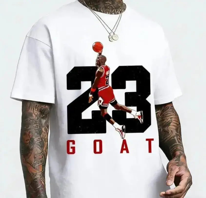 2026 HOT GOAT 23 Jordan Graphic T-Shirt, Men's Basketball Legend Tee, Vintage Oversized Cotton Shirt