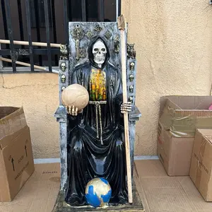 Holy Death Black Statue with Intricate Details and Symbolic Elements for Decorative Use