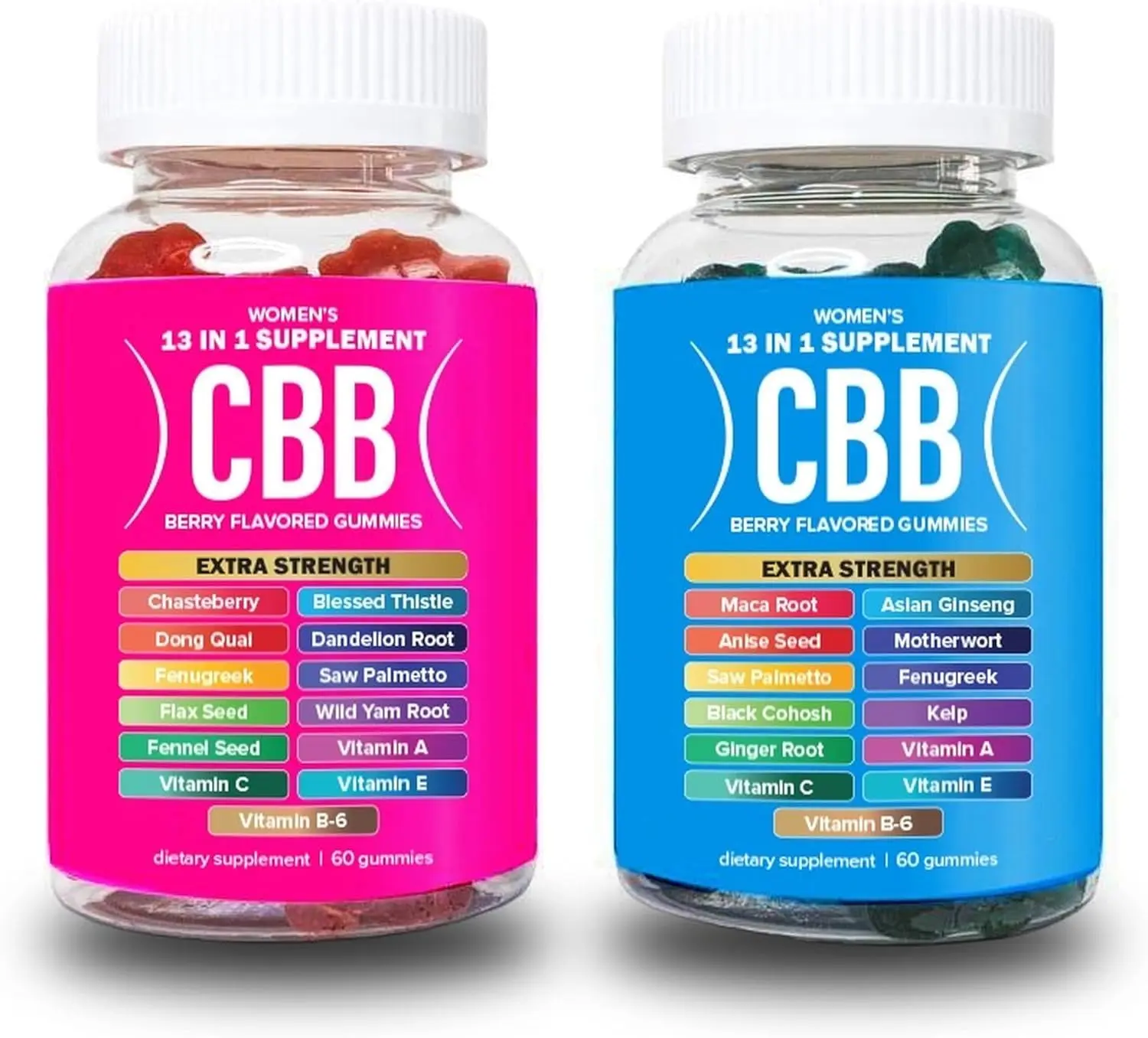 Curvy Body Bears CBB Women’s Multivitamin Gummies Top & Peach Support Combo Pack | Herbal & Vitamin Gummy Supplement | Berry Flavor | 2-Pack (120 Gummies) yeast balance all-in-one woman