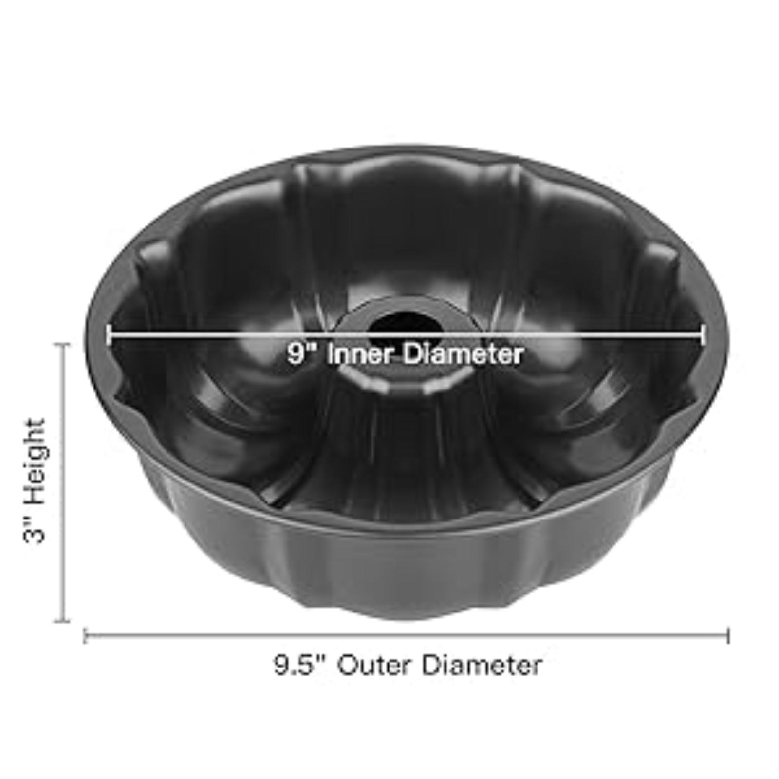 9.5" Non-stick Cake Pan Heavy Duty Carbon Steel Fluted Tube Round Baking Pan Buntz Pound Cake Mold for Jello Gelatin Chocoflan Flan