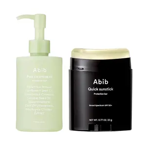Abib - Heartleaf Pore Cleansing Oil + Quick Sunstick Protection Bar Duo | WEAR SPF DAILY & REMOVE EFFECTIVELY WITH CLEANSING OIL