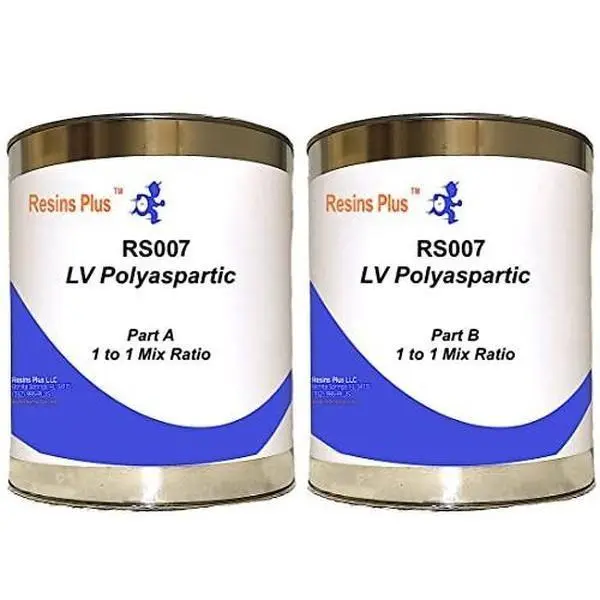 Resins Plus RS007 LV Polyaspartic Topcoat Clear 70% Solids Quick Dry Durable Coating for Garage Basements & More