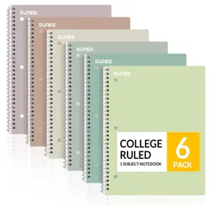 Spiral Notebooks, 6 Pack, 1-Subject, College Ruled Paper, 8" x 10-1/2", 70 Sheets per Notebook, Assorted Aesthetic Colors Spiral Notebooks for School