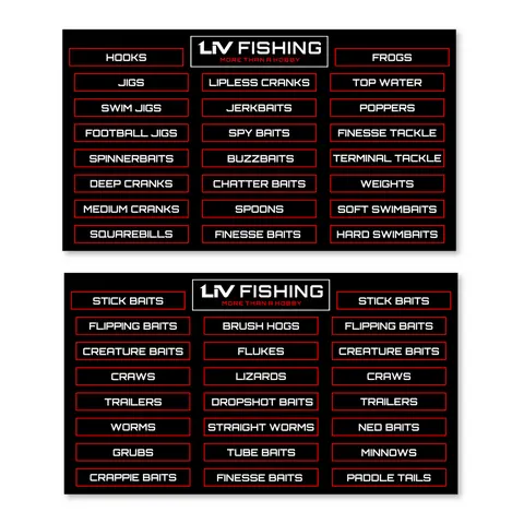 LIV FISHING Terminal Tackle Box Label Stickers - Ink-Compatible, UV-Scratch-Resistant Ink, Outdoor Durability Self-Adhesive Vinyl Labels for Anglers, Gear Org., Customize Your Setup (23 Options)