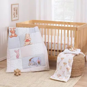 Winnie the Pooh Disney Sweet Hugs Crib Set - 3pc: Fitted Sheet, Pillow Sham, Bed Skirt