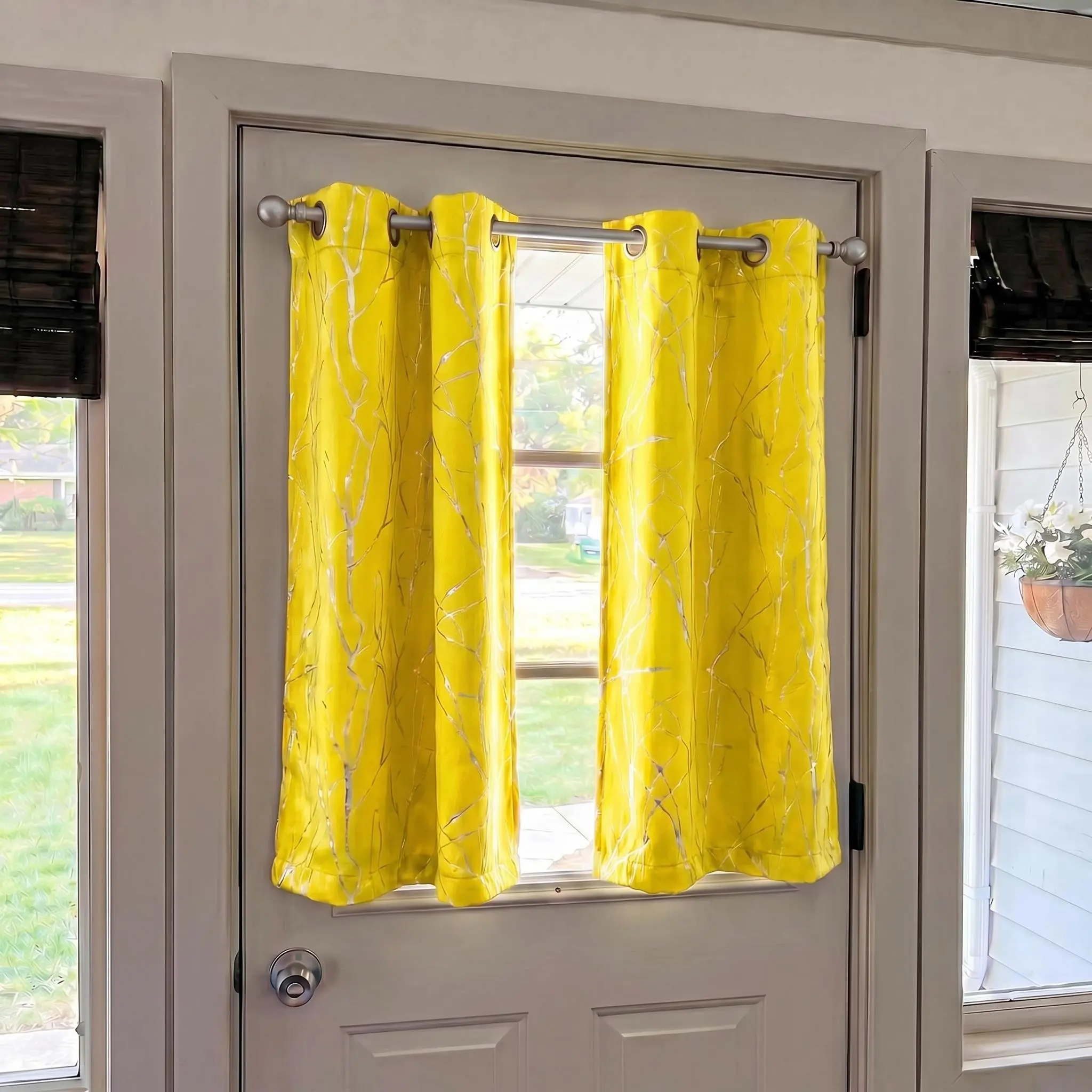 2 Pcs 26x36inch Branch-Printed Blackout Curtains, Thermal Insulated Rod Pocket Home Decoration Curtains, Cozy Household Textiles for Living Room, Bedroom FT24791, Home Decoration Curtain