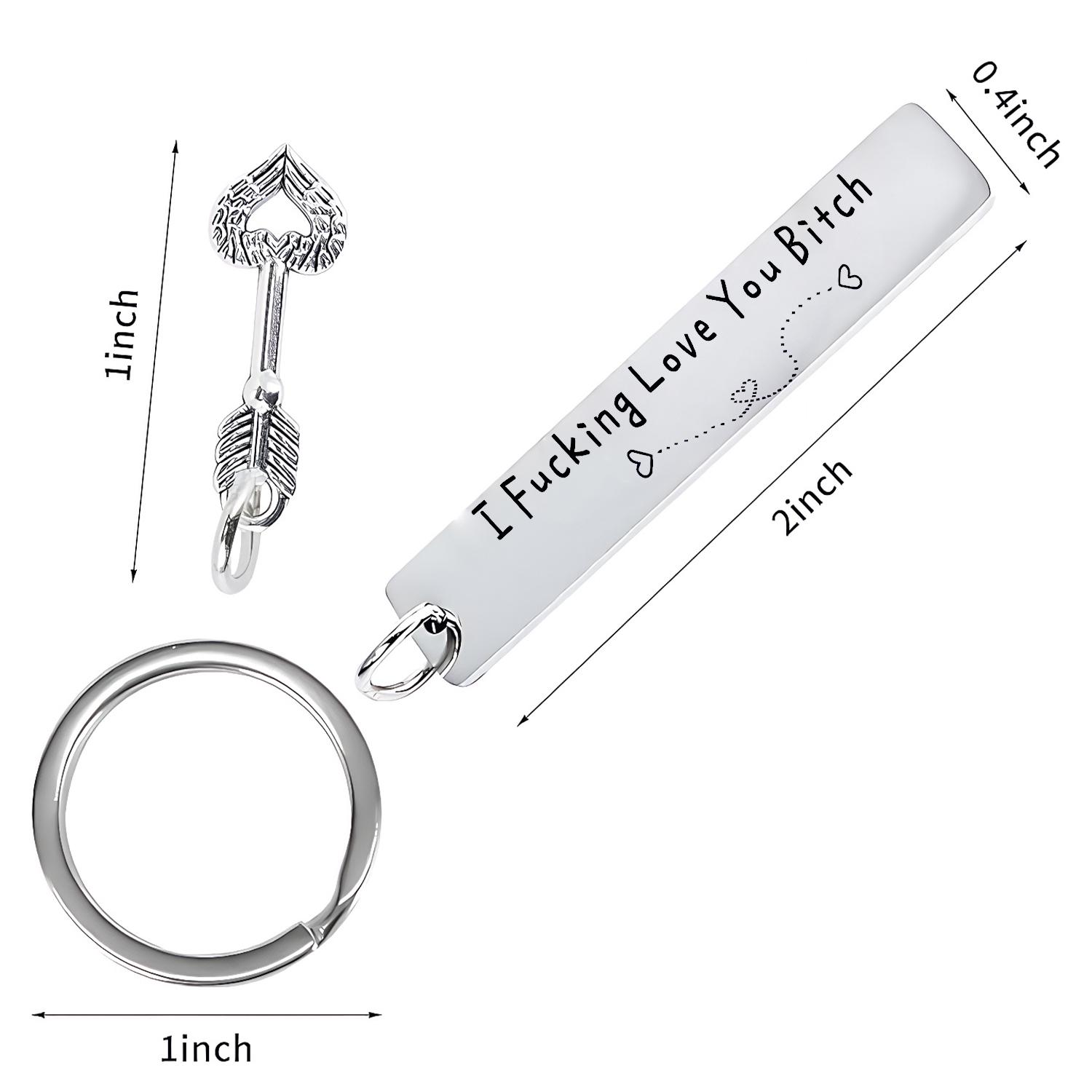 Funny Best Friend Keychain,Stainless Steel Key Keyring with Engraved Quote “I Fcking Love You Btch,Creative Slogan Metal Keychain,Birthday anniversary Friendship Gift for Besties & Friends Female