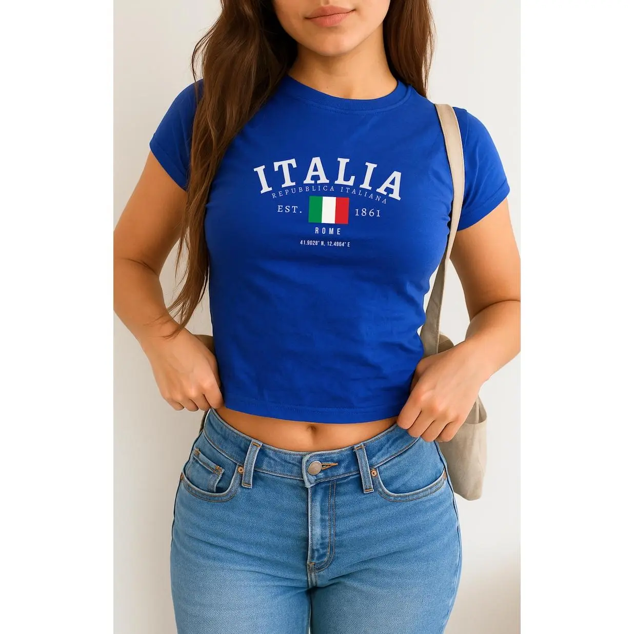 Italy Baby Tee, Italia Y2K Crop Top, Vintage Rome Flag Shirt, Mediterranean Aesthetic Tee, Italian Pride T-Shirt for Women