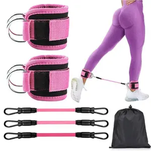 Ankle Resistance Bands with Cuffs, Ankle Bands for Working Out, Leg & Hip Fitness, Bootie Workout Gear for Women, Workout Equipment, Leg Training Equipment