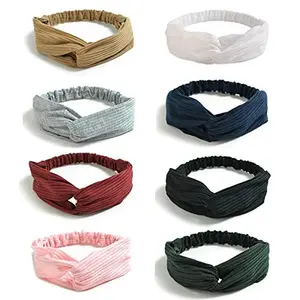 Women’s Boho Knot Headbands – Criss Cross Ribbed Cotton Hair Bands for Workout, Yoga, Makeup, Running & Daily Wear
